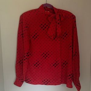Vintage Christian Dior Red And Black Blouse